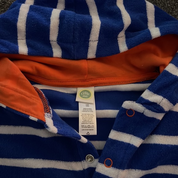 LITTLE ME Terry Striped Hooded UPF 50+ Swim Cover Up NWT 18M - Picture 3 of 4